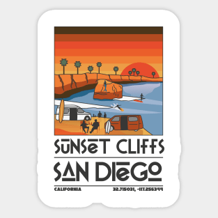 Sunset Cliffs Retro Travel Sticker